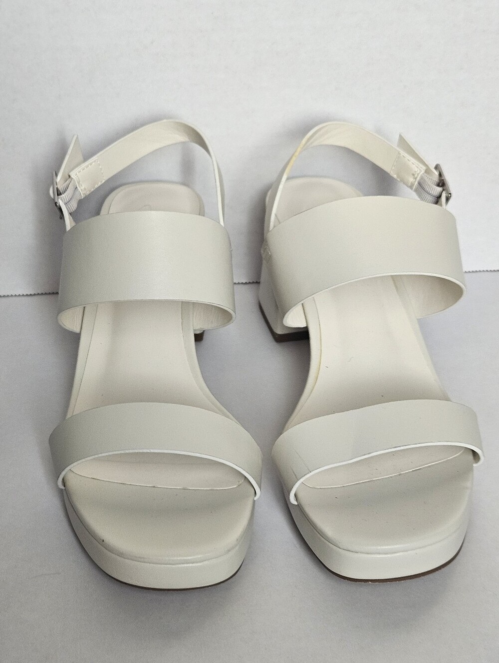 ​Y Not! White Platform Block Heel Slingback Dress Sandals Women Size 9M